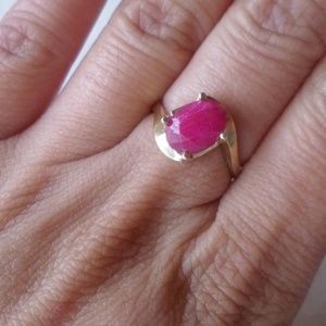 Solid 10K Yellow Gold Solitaire Ruby Ring
